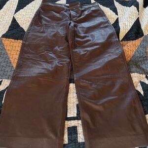 Vince Chocolate Leather Trousers